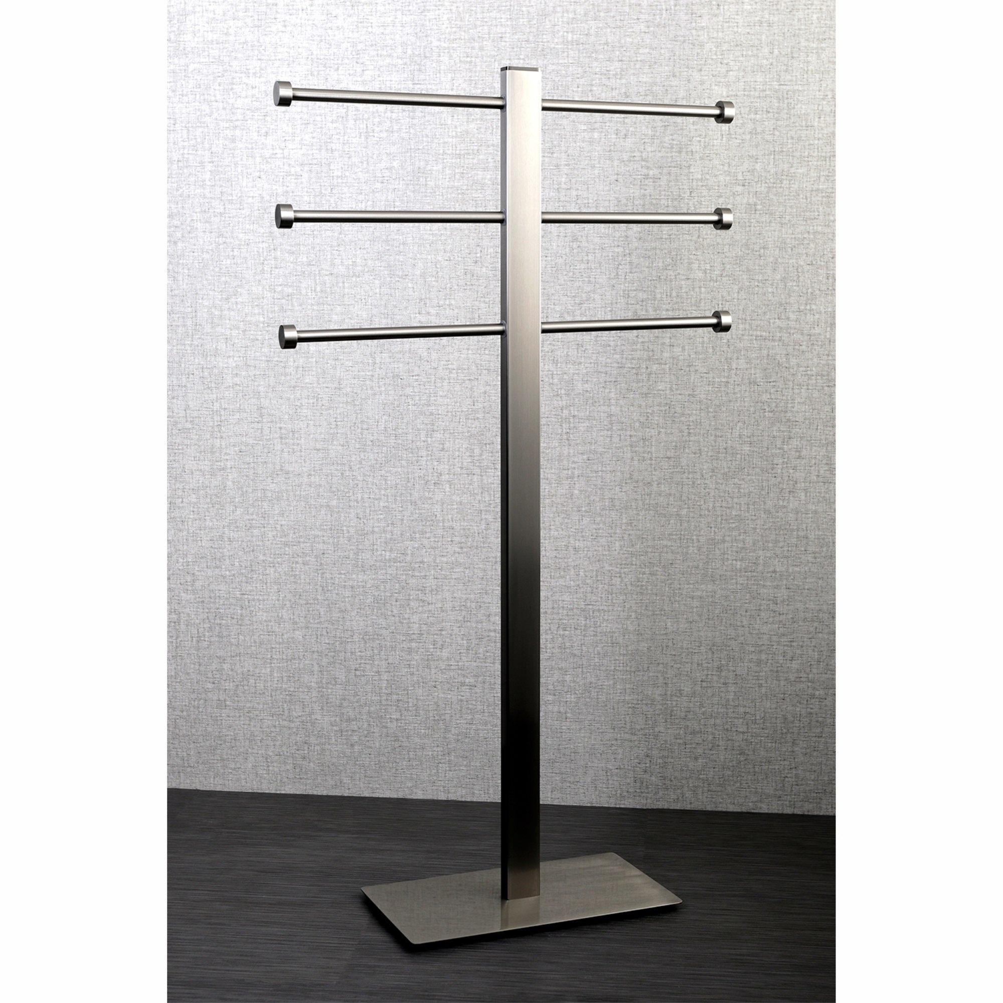 Kingston Brass CCS6028 Freestanding Stainless Steel Towel Holder with Rectangular Base  Brushed Nickel